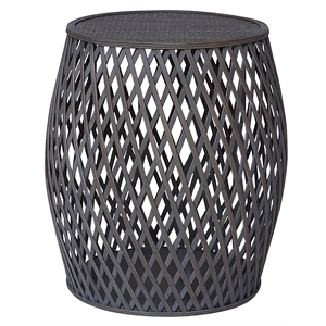 Gallerie Decor Bora Bora Transitional Rattan/Bamboo Side Table in Gray
