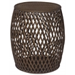 Gallerie Decor Bora Bora Transitional Rattan Side Table in Walnut
