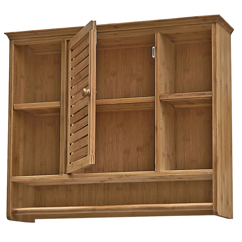 Gallerie Decor Natural Spa Transitional Bamboo Compartment Wall Shelf in Natural