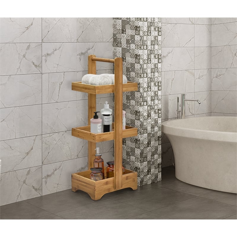 Gallerie Decor Natural Spa Transitional Bamboo Bathroom Caddy in Natural