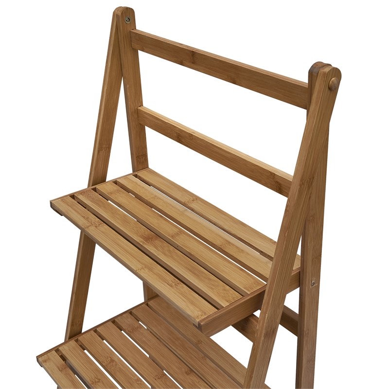 Gallerie Decor Natural Spa Transitional Bamboo Folding Towel Ladder in Natural
