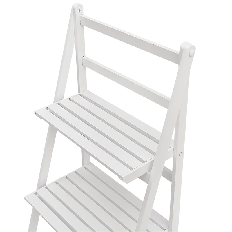 Gallerie Decor Natural Spa Transitional Bamboo Folding Towel Ladder in White