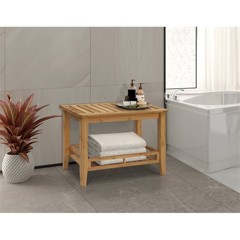 Gallerie Decor Natural Spa Transitional Bamboo Elite Bench in Natural