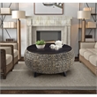 Gallerie Decor Bali Breeze Round Transitional Wood Coffee Table in Silver