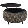 Gallerie Decor Bali Breeze Round Transitional Wood Coffee Table in Silver