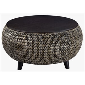 Gallerie Decor Bali Breeze Round Transitional Wood Coffee Table in Silver