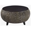 Gallerie Decor Bali Breeze Round Transitional Wood Coffee Table in Silver