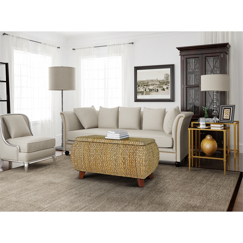 Gallerie Decor Bali Breeze Transitional Wood Storage Ottoman in Natural