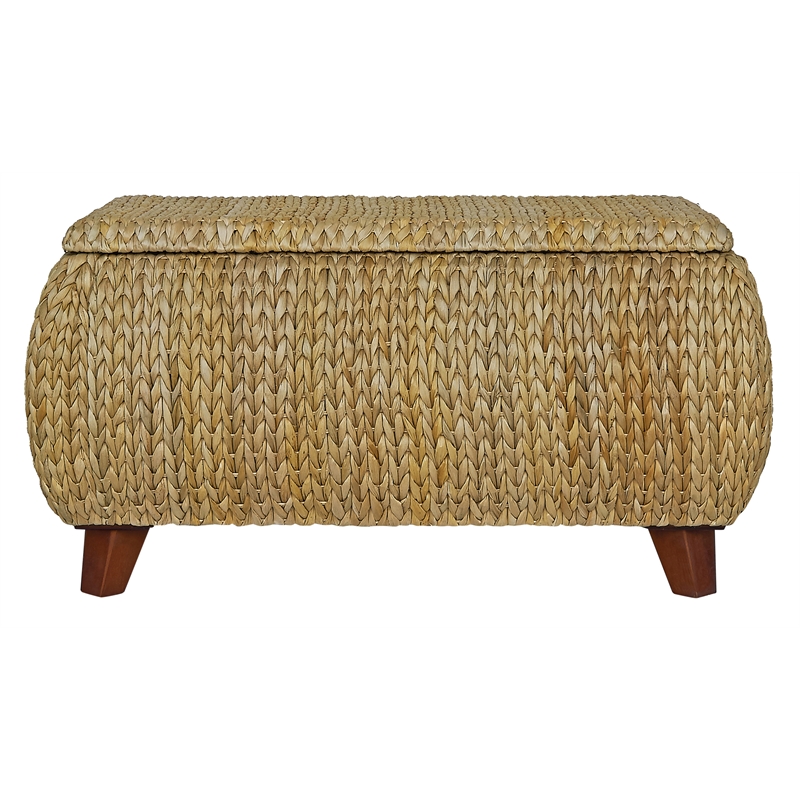 Gallerie Decor Bali Breeze Transitional Wood Storage Ottoman in Natural