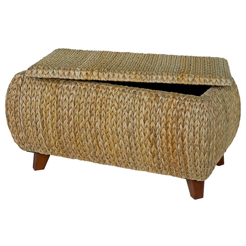 Gallerie Decor Bali Breeze Transitional Wood Storage Ottoman in Natural