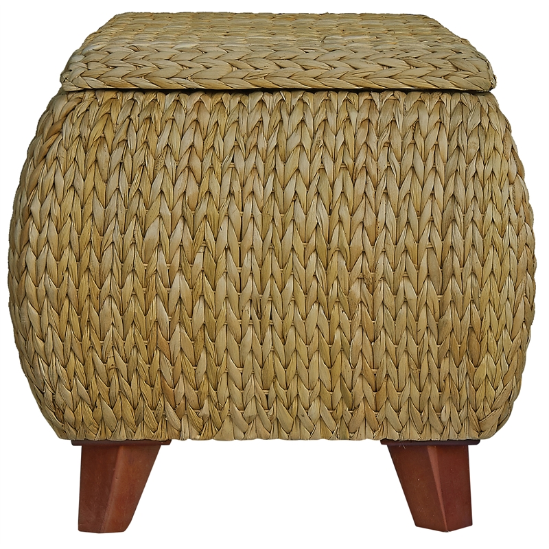 Gallerie Decor Bali Breeze Transitional Wood Storage Ottoman in Natural