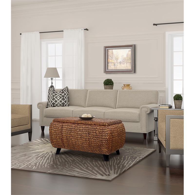 Gallerie Decor Bali Breeze Transitional Wood Storage Ottoman in Gold