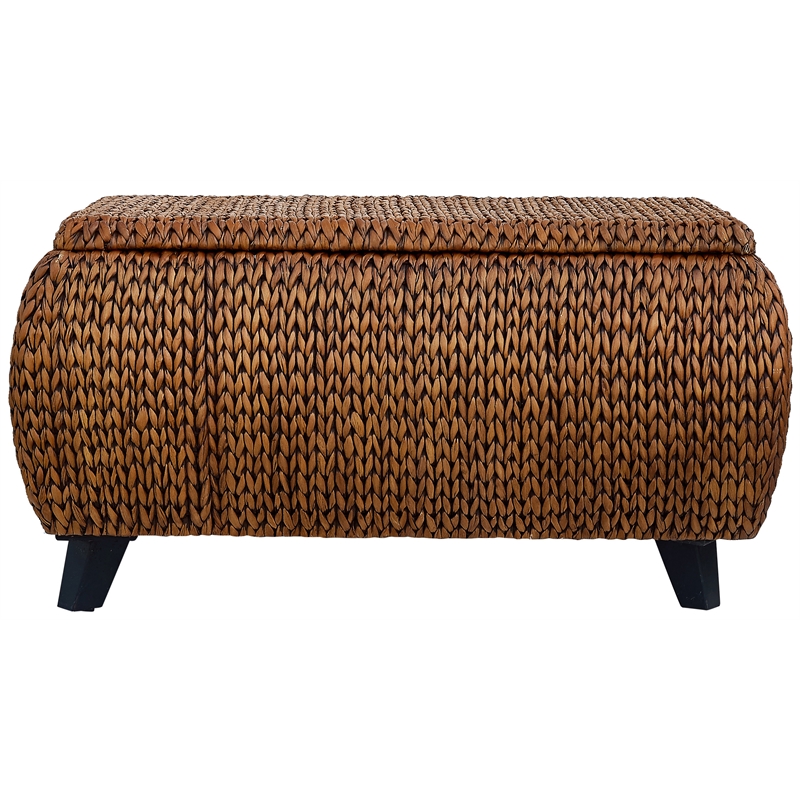 Gallerie Decor Bali Breeze Transitional Wood Storage Ottoman in Gold