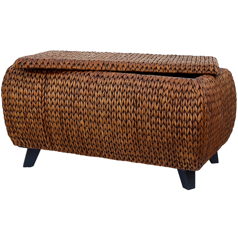Gallerie Decor Bali Breeze Transitional Wood Storage Ottoman in Gold