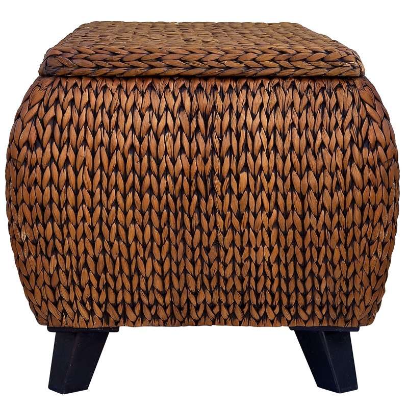 Gallerie Decor Bali Breeze Transitional Wood Storage Ottoman in Gold