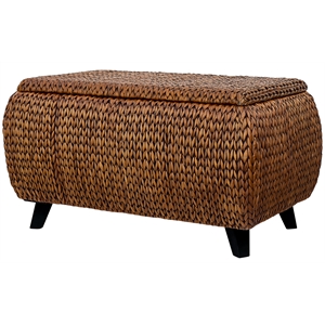 Gallerie Decor Bali Breeze Transitional Wood Storage Ottoman in Gold