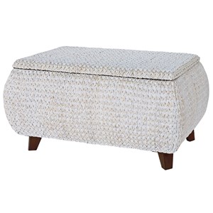 Gallerie Decor Bali Breeze Transitional Wood Storage Ottoman in Whitewashed