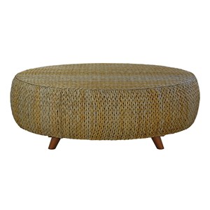 Gallerie Decor Bali Breeze Oval Transitional Wood Coffee Table in Natural
