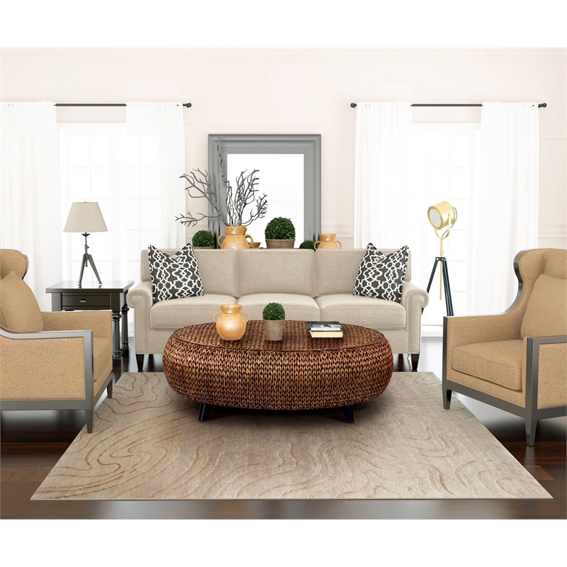 Gallerie Decor Bali Breeze Oval Transitional Wood Coffee Table in Gold