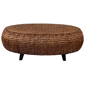 Gallerie Decor Bali Breeze Oval Transitional Wood Coffee Table in Gold