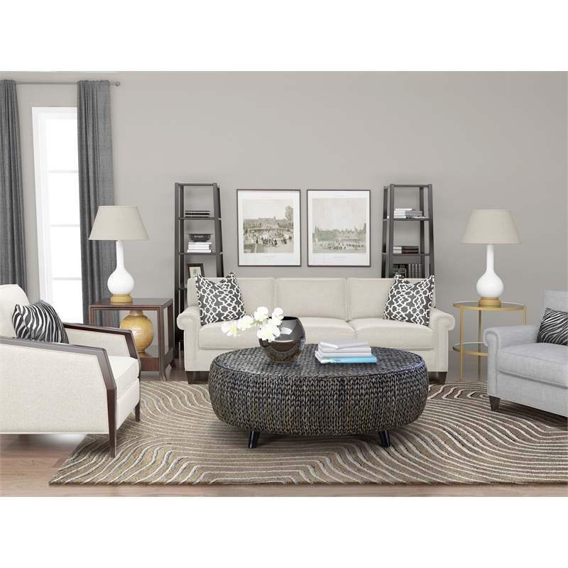 Gallerie Decor Bali Breeze Oval Transitional Wood Coffee Table in Silver