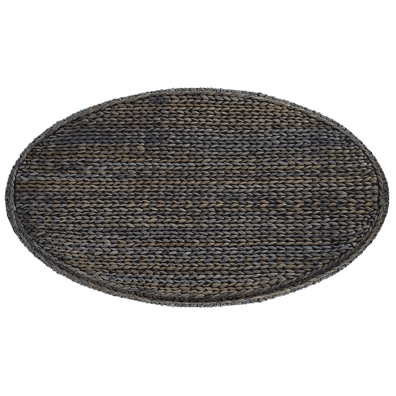 Gallerie Decor Bali Breeze Oval Transitional Wood Coffee Table in Silver