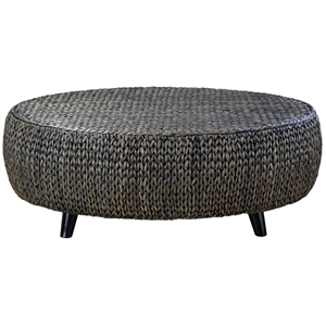 Gallerie Decor Bali Breeze Oval Transitional Wood Coffee Table in Silver