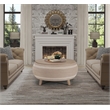 Gallerie Decor Dimensions Transitional Rattan Drum Coffee Table in Natural