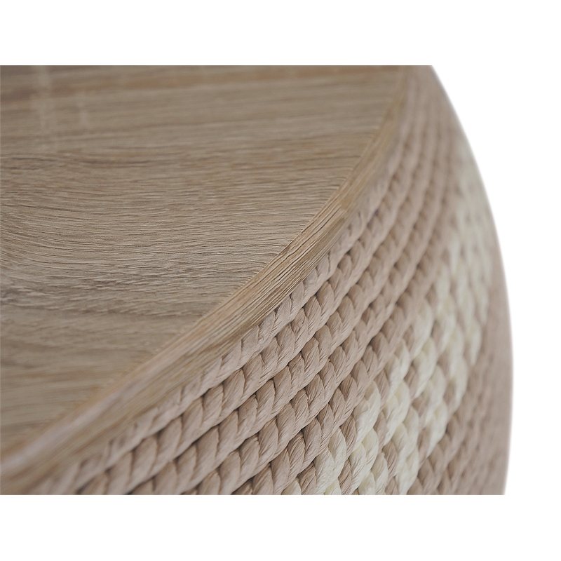 Gallerie Decor Dimensions Transitional Rattan Drum Coffee Table in Natural