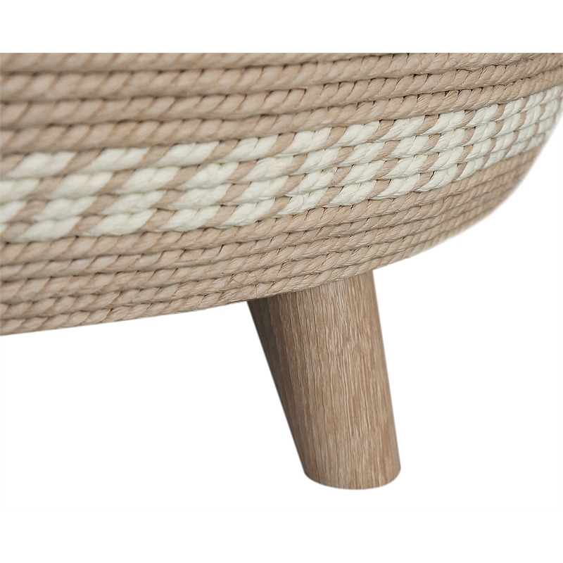 Gallerie Decor Dimensions Transitional Rattan Drum Coffee Table in Natural