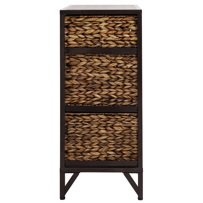 Gallerie Decor Rio 6-Drawer Transitional Metal Cabinet in Walnut