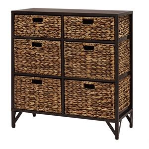 Gallerie Decor Rio 6-Drawer Transitional Metal Cabinet in Walnut