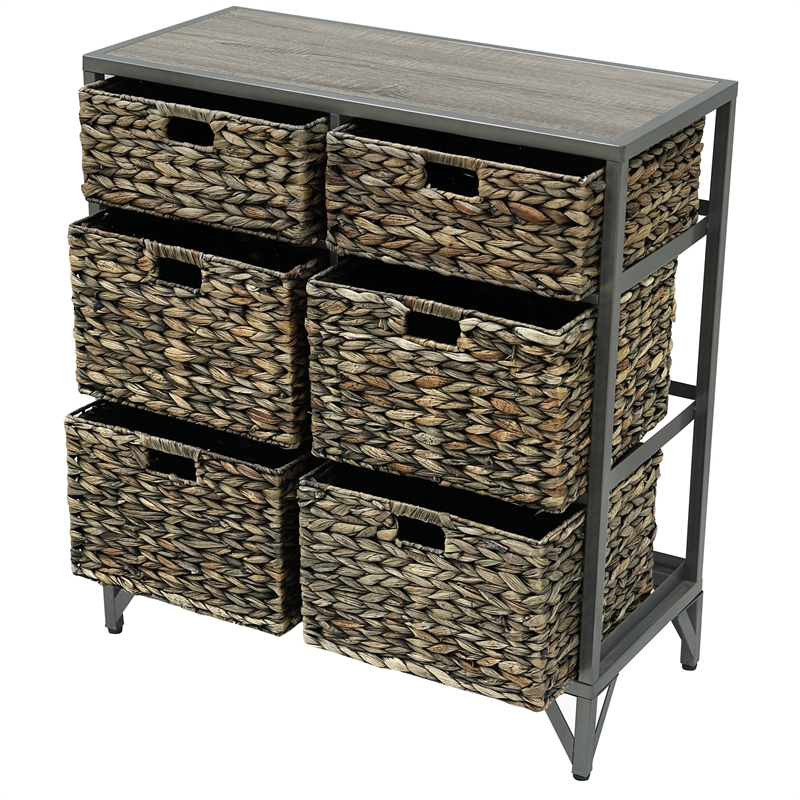 Gallerie Decor Rio 6-Drawer Transitional Metal/Wood Cabinet in Gray