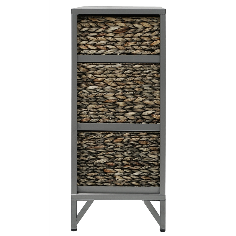 Gallerie Decor Rio 6-Drawer Transitional Metal/Wood Cabinet in Gray