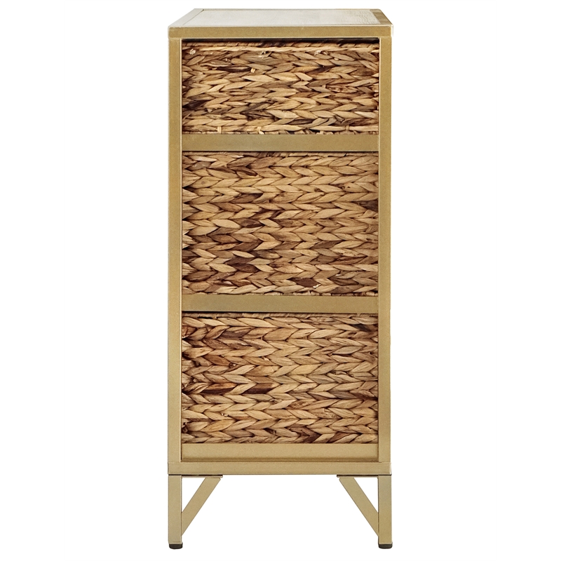Gallerie Decor Rio 6-Drawer Transitional Metal Cabinet in Natural