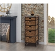 Gallerie Decor Rio 5-Drawer Transitional Metal/Wood Tower in Walnut