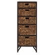 Gallerie Decor Rio 5-Drawer Transitional Metal/Wood Tower in Walnut