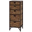 Gallerie Decor Rio 5-Drawer Transitional Metal/Wood Tower in Walnut