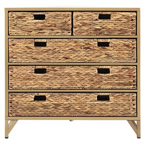 Gallerie Decor Rio 5-Drawer Transitional Metal Cabinet in Natural