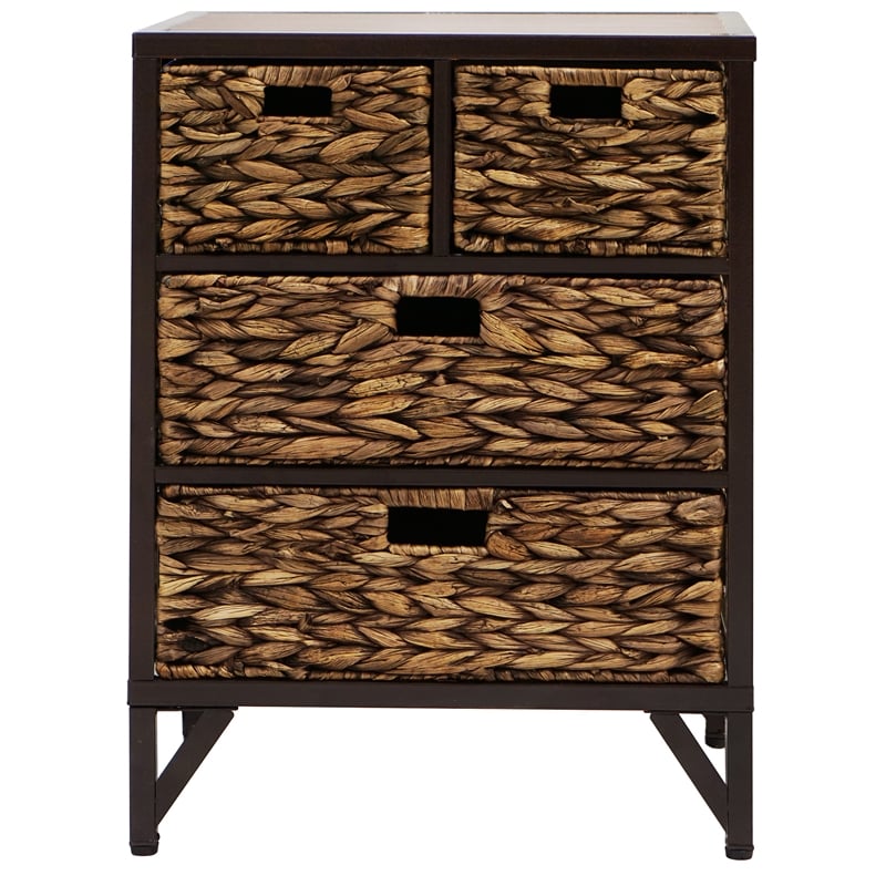 Gallerie Decor Rio Metal/Wood Side Table with Hairpin Legs in Walnut