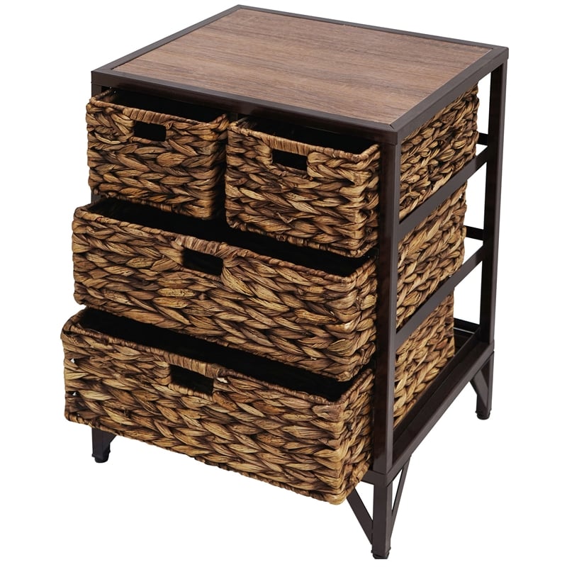 Gallerie Decor Rio Metal/Wood Side Table with Hairpin Legs in Walnut