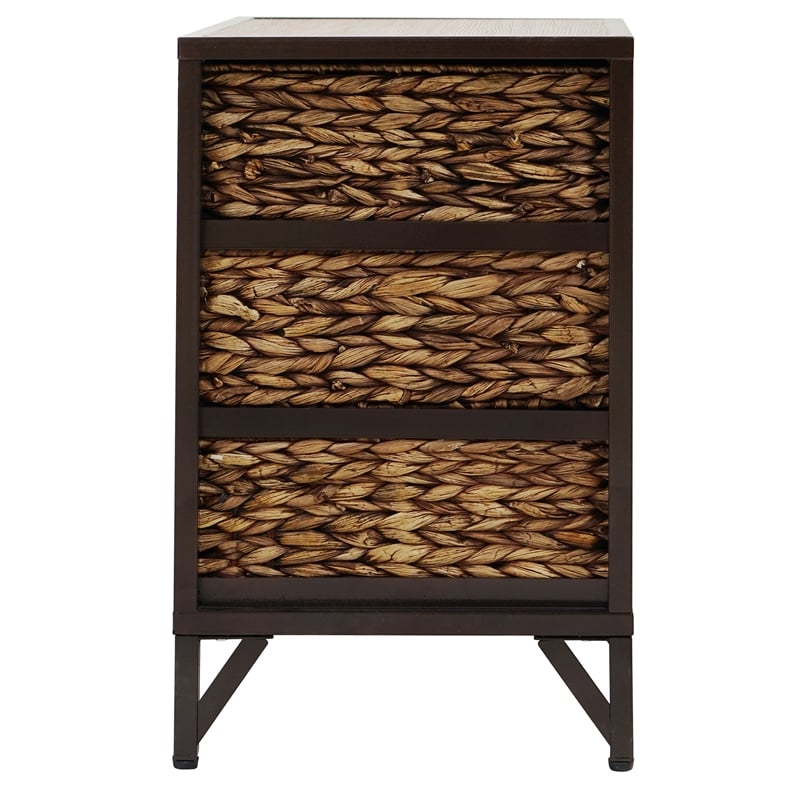 Gallerie Decor Rio Metal/Wood Side Table with Hairpin Legs in Walnut