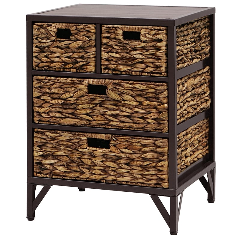 Gallerie Decor Rio Metal/Wood Side Table with Hairpin Legs in Walnut