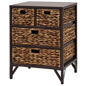 Gallerie Decor Rio Metal/Wood Side Table with Hairpin Legs in Walnut