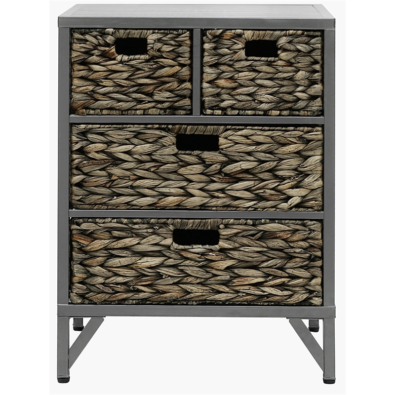 Gallerie Decor Rio Transitional Metal/Wood Side Table with Hairpin Legs in Gray