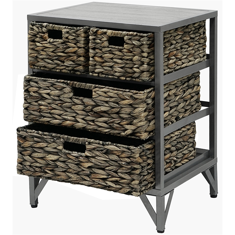 Gallerie Decor Rio Transitional Metal/Wood Side Table with Hairpin Legs in Gray