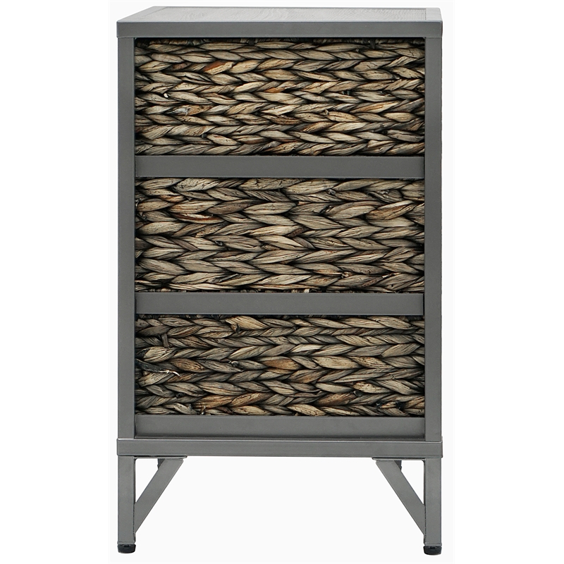 Gallerie Decor Rio Transitional Metal/Wood Side Table with Hairpin Legs in Gray