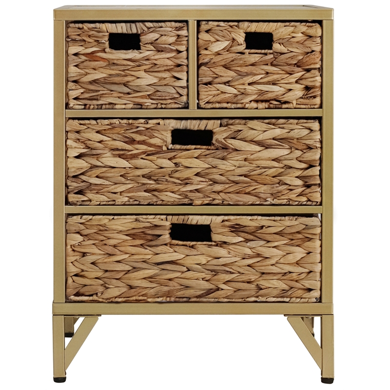 Gallerie Decor Rio Transitional Metal/Wood Side Table in Natural
