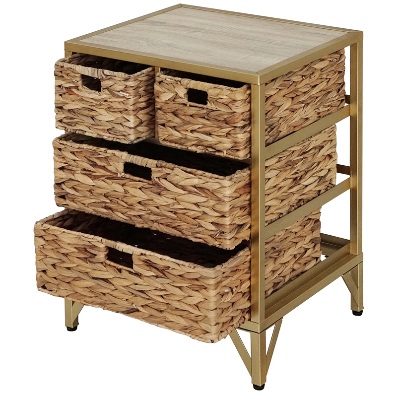 Gallerie Decor Rio Transitional Metal/Wood Side Table in Natural