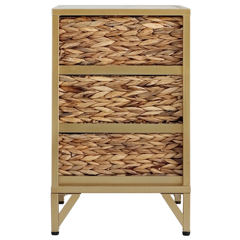 Gallerie Decor Rio Transitional Metal/Wood Side Table in Natural